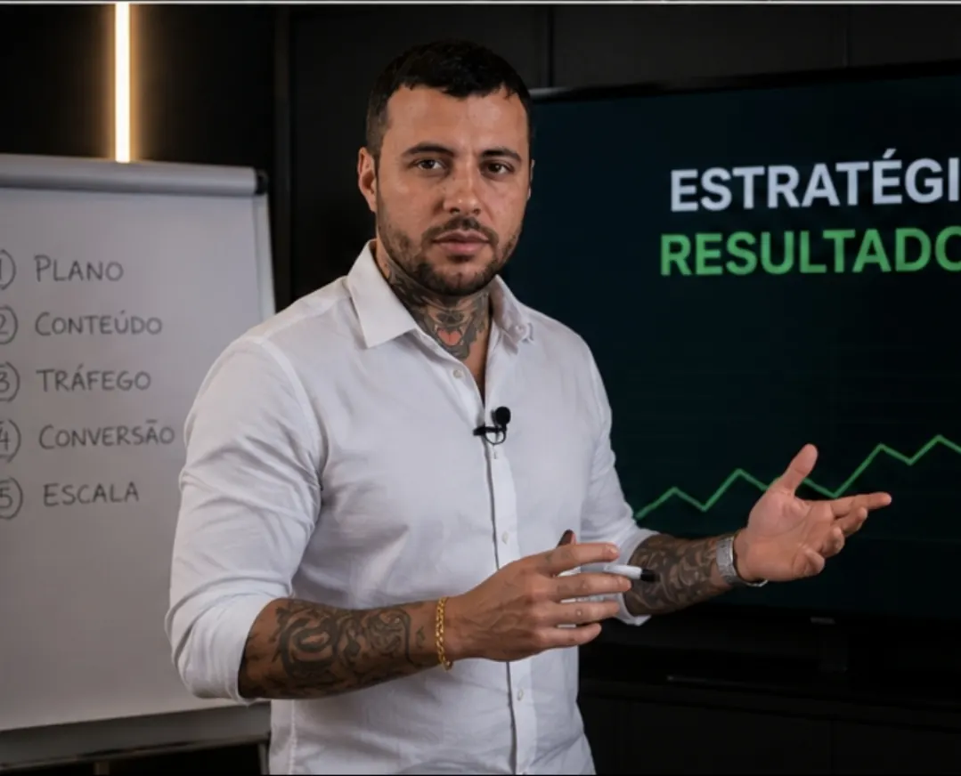 Felipe Dias apresentando estratégia