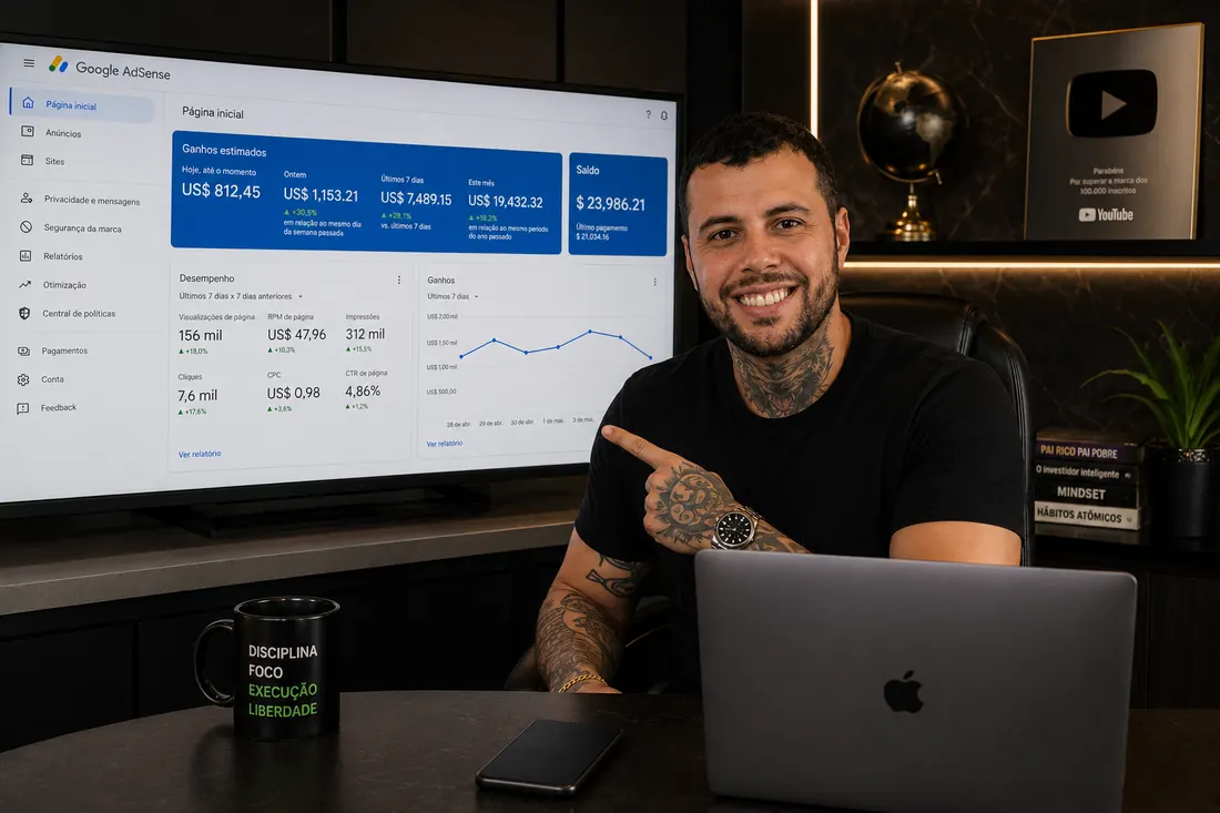 Felipe Dias apresentando resultados de monetização